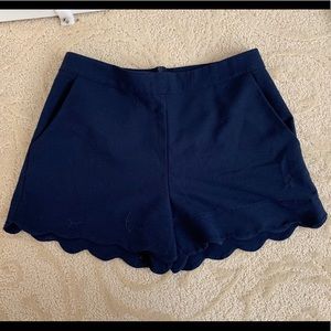 Navy scalloped shorts